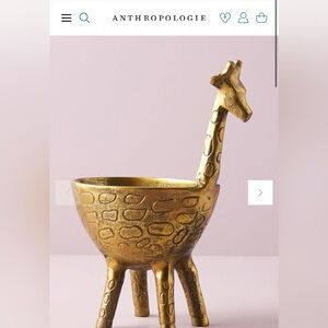Anthropologie Gold Giraffe Planter